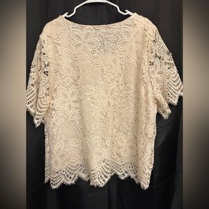 Simply Emma Cream Short Sleeve Embellished Blouse